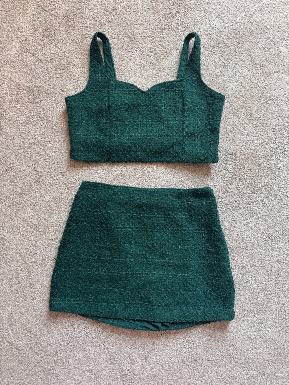 Abercrombie & Fitch green tweed set M/L